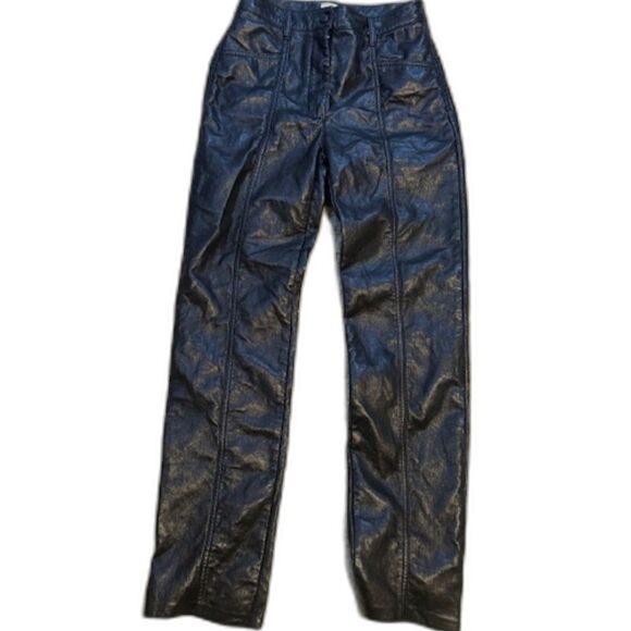 Wilfred Rebel Vegan Leather Pant 2 Black High Rise Straight Leg - Picture 2 of 9